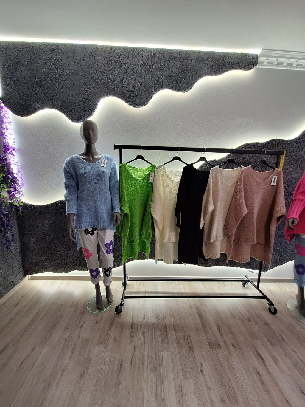 Woll-Strick Vorne Kurz hinten Lang  Pulli Doro für Große Größen