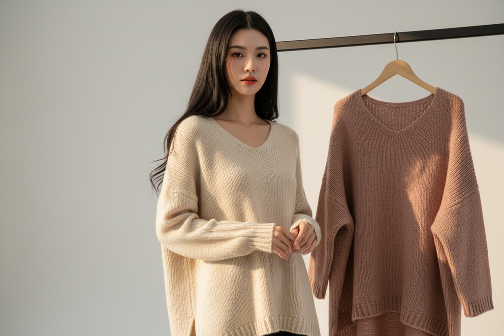 Woll-Strick Vorne Kurz hinten Lang  Pulli Doro für Große Größen