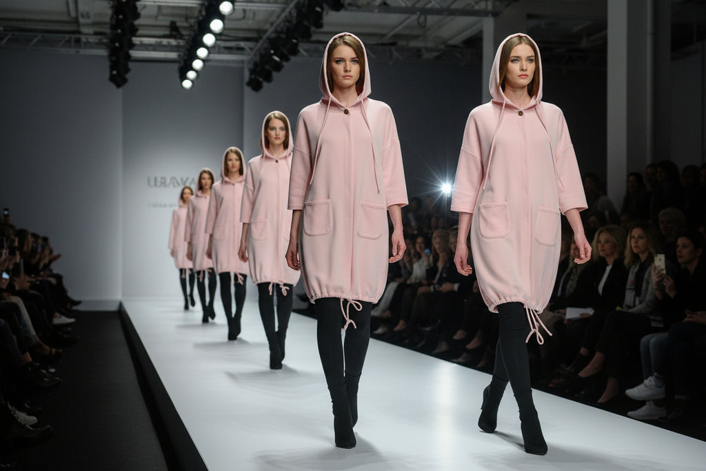 Lange Jacke mit Knöpfen und Kapuze