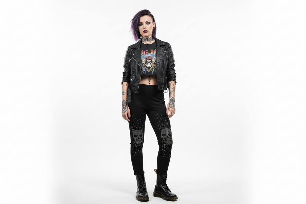Leggings mit Skull Elsa Design - Mega Straß auf beiden Beinen - Nicky's Kleiderstuebchen