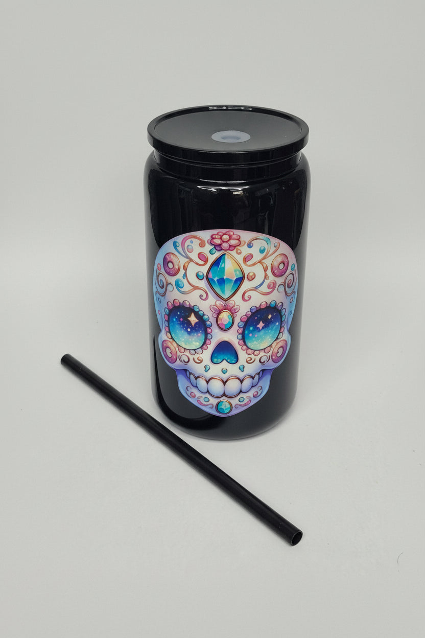 Unikat - Becher mit Strohhalm Anne in Schwarz 500ml