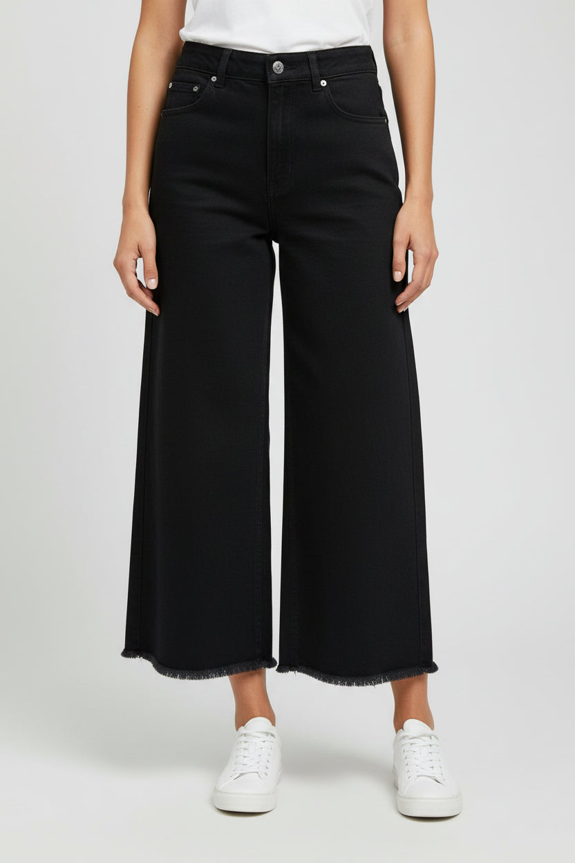 Jeanshosen Wide Leg Und Fransen