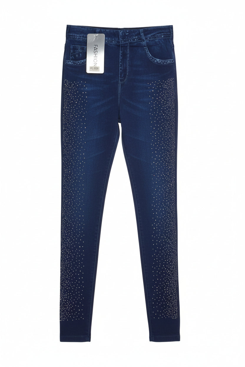 Leggings in Jeans Optik mit Strass
