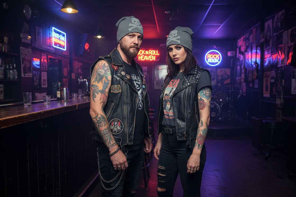 Mützen in Stoff  mit Totenkopf und Strass - Nicky's Kleiderstuebchen